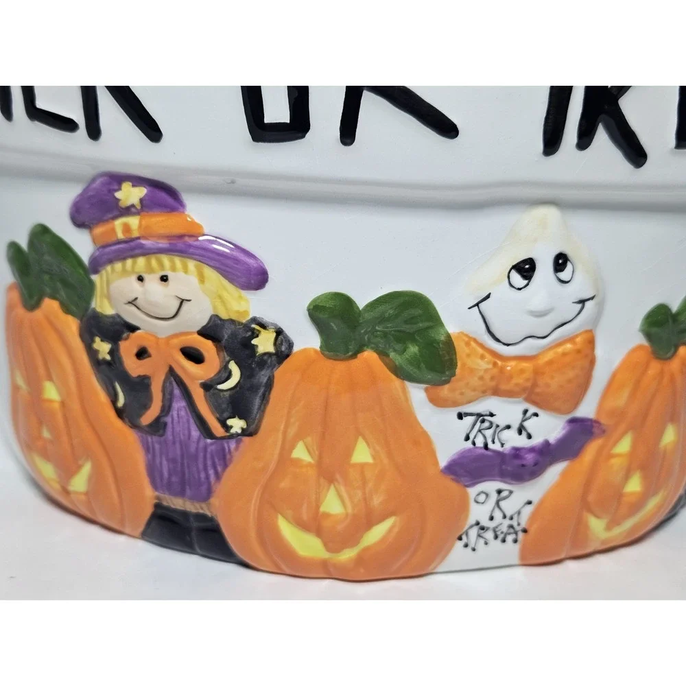 Vigor Halloween Ceramic Candy Bowl Trick or Treat Pumpkin Ghost Cat Scarecrow